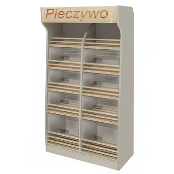 Regał na pieczywo Mega-M T H-200 cm L-100 cm G-50 cm plexi oświetlenie LED szary N