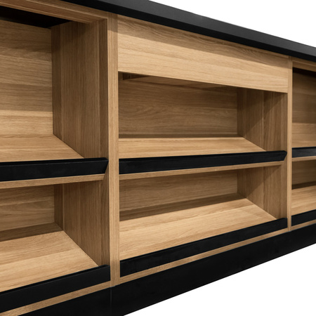 Lada sklepowa sprzedażowa Mega-M H-87 cm L-360 cm G-60 cm dąb amerykański