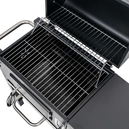 Grill ogrodowy węglowy z pokrywą Mega-M 1x stolik boczny 42x30 cm