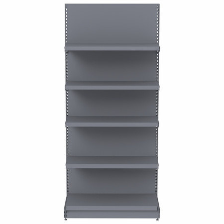 Regał sklepowy Mega-M Merkury dwustronny H-210 cm L-100 cm G-2x47/8x37 cm (GC-102 cm) grafit moduł bazowy N