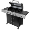 Grill ogrodowy gazowy Mega-M 4+1 ze stolikiem bocznym z pokrywą ze stali nierdzewnej reduktor + wąż gazowy