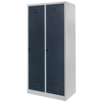 Szafka ubraniowa BHP Mega-M J-80 2 drzwiowa szara/ grafitowy front S-80 cm G-50 cm H-180 cm skręcana N