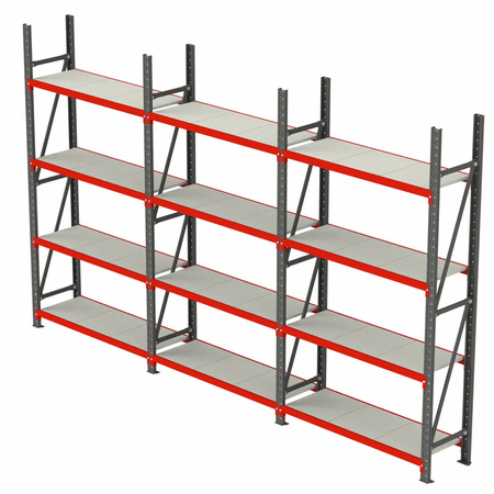 Regał magazynowy 12-półkowy Mega-M FORTIS H-200 cm L-484 cm G-60 cm