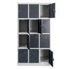 Szafka skrytkowa BHP Mega-M J-90/12 12 drzwiowa szara/ grafitowy front S-90 cm G-50 cm H-180 cm skręcana N
