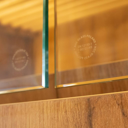 Regał na pieczywo z szybą Mega-M H-205 cm L-100 cm G-58 cm dąb kraft