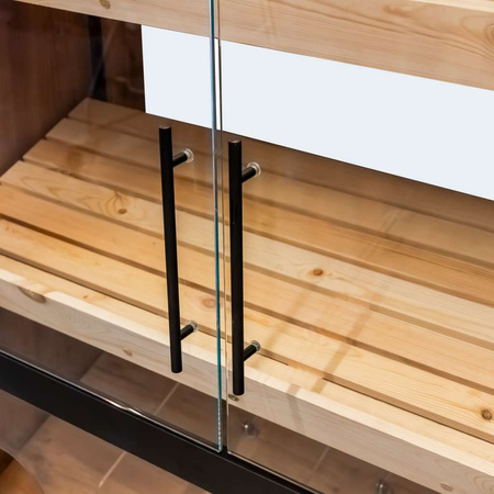 Regał na pieczywo dzielony przeszklony Mega-M H- 204 cm L- 136 cm G- 62 cm dąb kraft / czarny N
