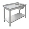 Zlew gastronomiczny spawany z komorą po prawej stronie i półką Mega-M 120x60x85 cm stal nierdzewna