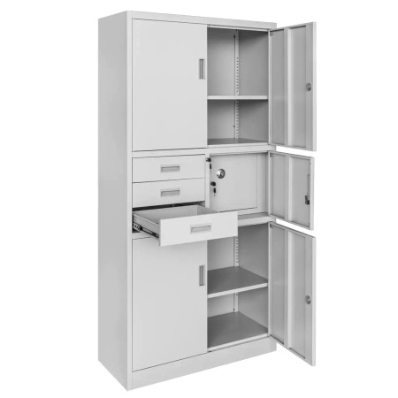 Szafa biurowa metalowa na akta Mega-M WENUS pełne drzwi sejf S- 90 cm G- 40 cm H-185 cm szara