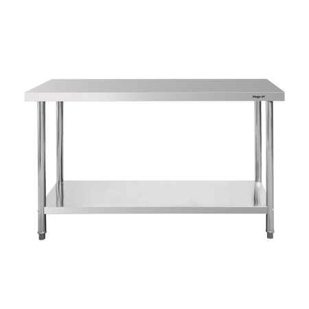 Stół ze stali nierdzewnej centralny z półką Mega-M STANDARD S-120 cm G-70 cm H-85 cm N
