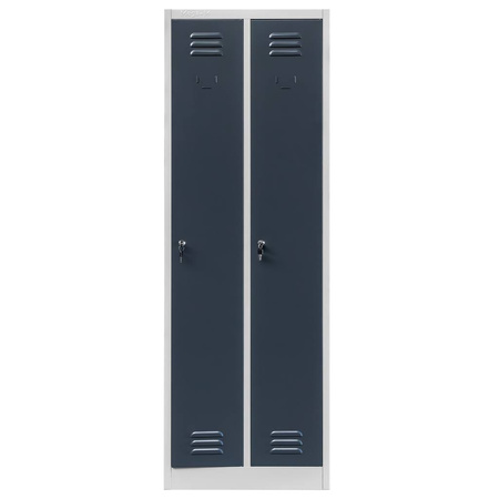 Szafka ubraniowa BHP Mega-M J-60 2 drzwiowa szara/ grafitowy front  S-60 cm G-50 cm H-180 cm skręcana N