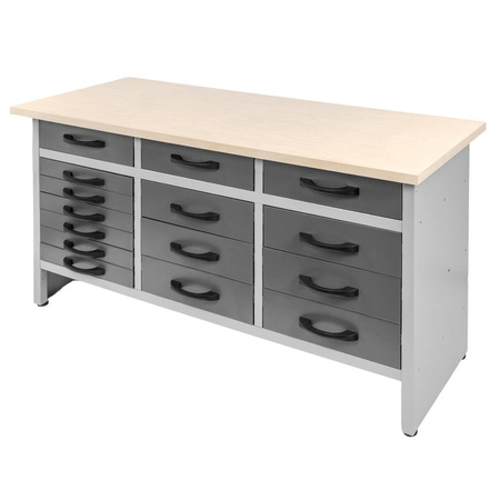 Stół warsztatowy z 15 szufladami Mega-M HANDYMAN S-160 cm G-60 cm H-85 cm grafit