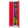 Szafka ubraniowa BHP Mega-M J-60 2 drzwiowa szara/ czerwony front  S-60 cm G-50 cm H-180 cm skręcana N