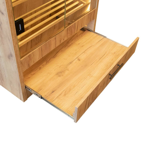 Regał na pieczywo z szybą Mega-M H-205 cm L-100 cm G-58 cm dąb kraft