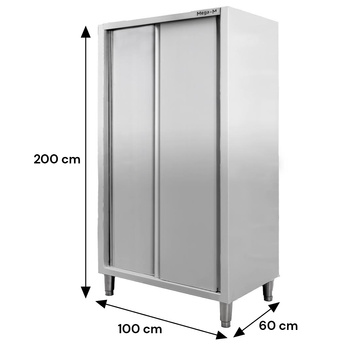 Szafa ze stali nierdzewnej magazynowa 2-drzwiowa Mega-M S-100 cm G-60 cm H-200 cm N