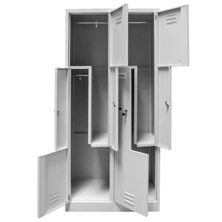 Szafka ubraniowa BHP Mega-M J-80/L 4 drzwiowa typ L szara S-80 cm G-50 cm H-180 cm skręcana N