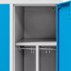Szafka ubraniowa BHP Mega-M J-80 2 drzwiowa z przegrodami szara/ niebieski front S-80 cm G-50 cm H-180 cm skręcana N