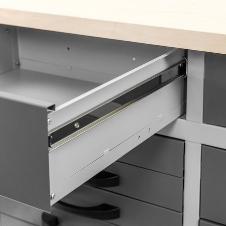 Stół warsztatowy z 15 szufladami Mega-M HANDYMAN S-160 cm G-60 cm H-85 cm grafit