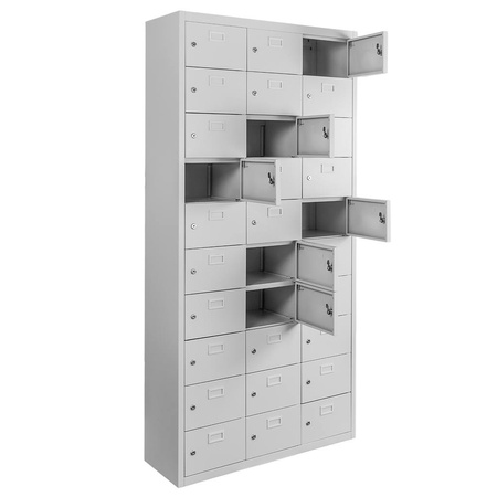 Szafka skrytkowa śniadaniowa BHP Mega-M 30 skrytek 87x30x180 cm szara