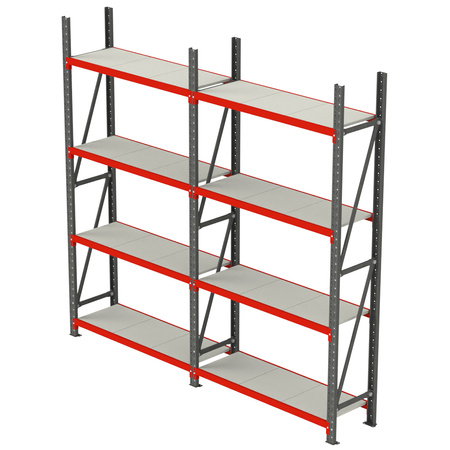 Regał magazynowy 8-półkowy Mega-M FORTIS H-240 cm L-325.5 cm G-50 cm
