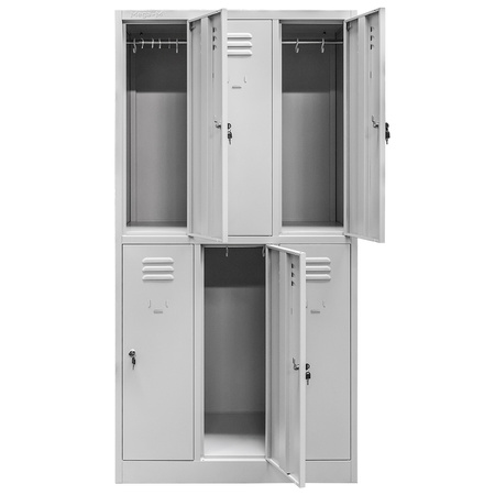 Szafka skrytkowa BHP Mega-M 6 skrytek S-90x50x180 cm szara