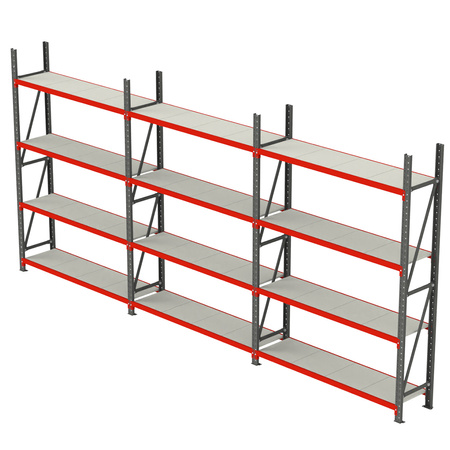 Regał magazynowy 12-półkowy Mega-M FORTIS H-200 cm L-634 cm G-40 cm
