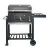 Grill ogrodowy węglowy Mega-M czarny z pokrywą 1x stolik boczny 55x42 N