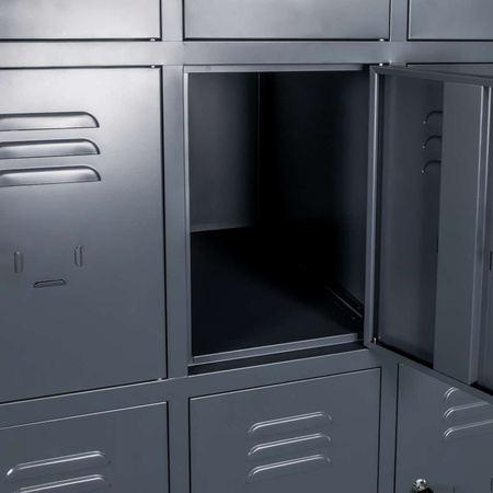 Szafka skrytkowa BHP Mega-M 12 skrytek 90x50x180 cm grafitowa