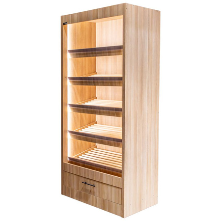 Regał na pieczywo Mega-M moduł otwarty oświetlenie LED  H-205 cm L-100 cm G-58 cm dąb amerykański N