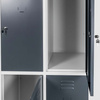 Szafka ubraniowa skrytkowa BHP Mega-M J-80/4 4 drzwiowa szara/ grafitowy front S-80 cm G-50 cm H-180 cm skręcana N