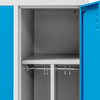 Szafka ubraniowa BHP Mega-M J-80 2 drzwiowa z przegrodami szara/ niebieski front S-80 cm G-50 cm H-180 cm skręcana N