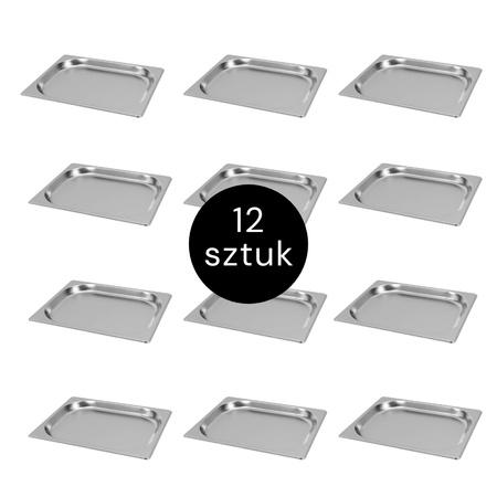 Pojemnik GN 1/2 ze stali nierdzewnej Mega-M 32,5×26,5x2cm zestaw 12 szt.