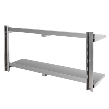 Półka ze stali nierdzewnej wisząca dwupoziomowa Mega-M 120x30 cm