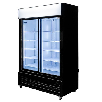 Witryna chłodnicza z drzwiami przesuwnymi 1048L Mega-M RICO i133oświetlenie LED podświetlany górny plafon reklamowy