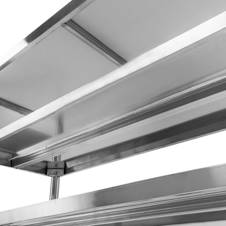 Stół ze stali nierdzewnej przyścienny z 2-ma półkami Mega-M X STANDARD S-120cm G-60 cm H-85 cm N