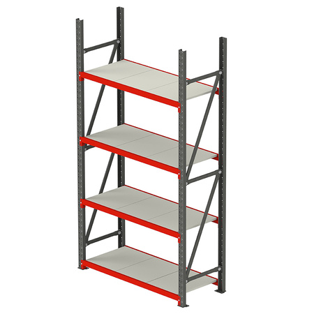 Regał metalowy magazynowy 4-półkowy Mega-M FORTIS H-200 cm L-167 cm G-60 cm moduł bazowy