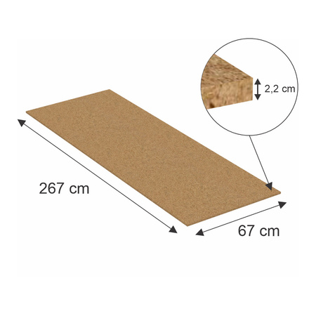 Płyta regałowa wypełnienie półki na trawersy L-270 cm wymiary 267x97 cm