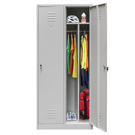 Szafka ubraniowa BHP Mega-M J-80 2 drzwiowa z przegrodami szara S-80 cm G-50 cm H-180 cm skręcana N