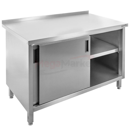Stół ze stali nierdzewnej przyścienny z szafką spawany Mega-M S-120 cm G-60 cm H-85 cm N