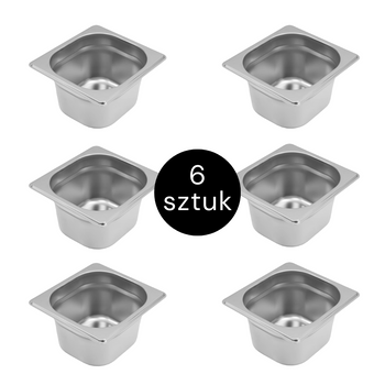 Pojemnik GN 1/6 ze stali nierdzewnej Mega-M 17,6×16,2×10 cm zestaw 6 szt.
