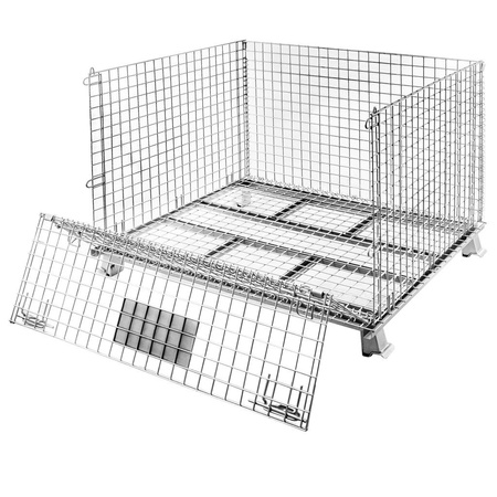 Pojemnik siatkowy Gitterbox S-120 cm G-100 cm H-89 cm oczko 5x5 cm wzmacniany z otwieranym bokiem ocynk N