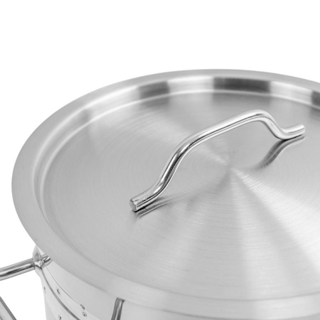 Garnek ze stali nierdzewnej AISI 443 wysoki z pokrywką Mega-M PRO 12L 25x25 cm