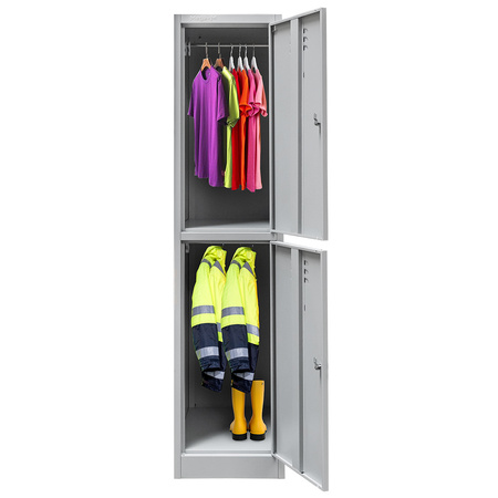 Szafka ubraniowa skrytkowa BHP Mega-M J-40/2 2 drzwiowa szara S-40 cm G-50 cm H-180 cm skręcana N