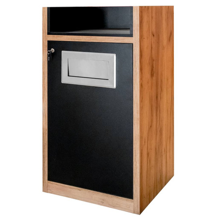 Kosz na śmieci ze stojakiem na tace Mega-M H-120 cm L-62 cm G-58 cm dąb kraft N