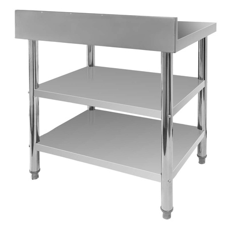 Stół ze stali nierdzewnej przyścienny z 2-ma półkami Mega-M X STANDARD S-80cm G-70 cm H-85 cm N