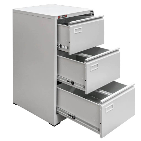 Szafka metalowa kartotekowa Mega-M J-3/S 3 szuflady A4 szara S-46 cm G-62 cm H- 103 cm skręcana N