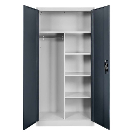 Szafa gospodarcza socjalna Mega-M 2-drzwiowa z półkami S-90 cm szara grafitowy front