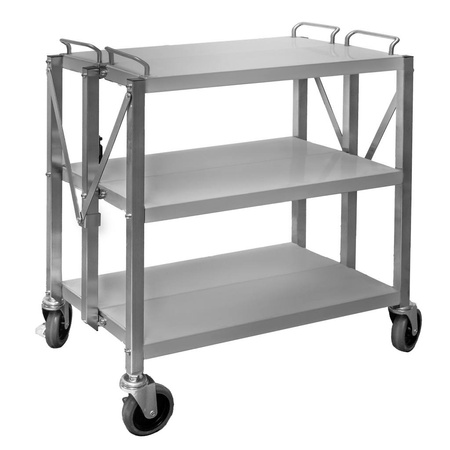 Wózek kelnerski składany ze stali nierdzewnej 3-półkowy Mega-M S-63,5 cm G-40 cm H-96 cm N