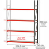 Regał metalowy magazynowy 4-półkowy Mega-M FORTIS H-200 cm L-208.5 cm G-50 cm moduł dostawny