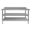 Stół ze stali nierdzewnej przyścienny z 2-ma półkami Mega-M X STANDARD S-150cm G-70 cm H-85 cm N