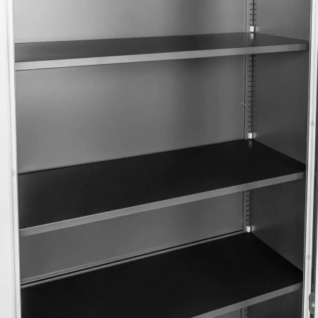 Szafa biurowa metalowa Mega-M WENUS W-07 na dokumenty przeszklone drzwi grafitowa / szary front S- 90 cm G- 40 cm H-185 cm skręcana N